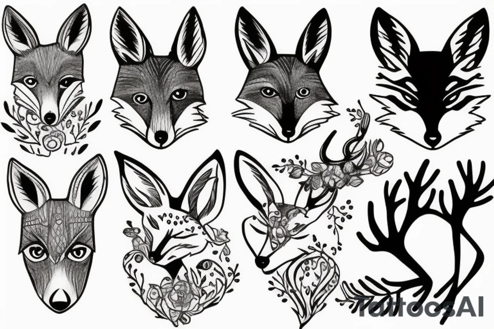 A fox and a deer tattoo idea
