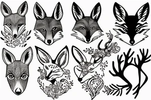 A fox and a deer tattoo idea