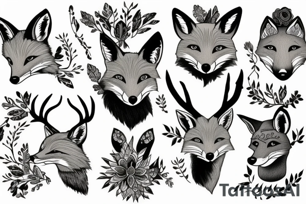 A fox and a deer tattoo idea