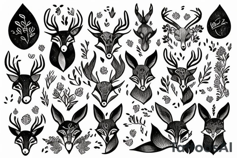 A fox and a deer tattoo idea