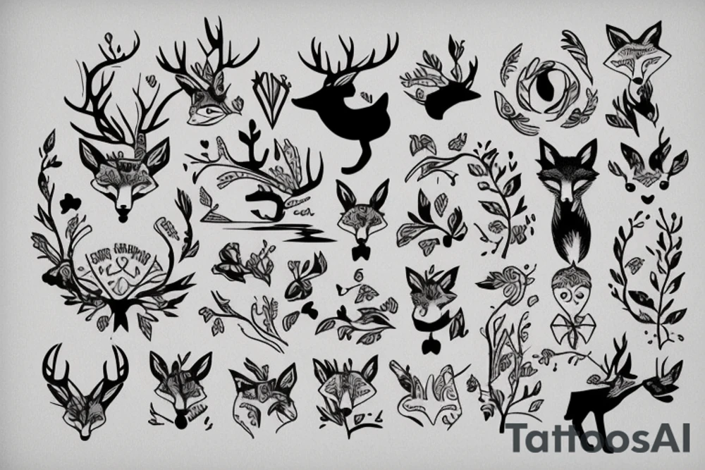 A fox and a deer tattoo idea