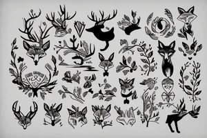 A fox and a deer tattoo idea