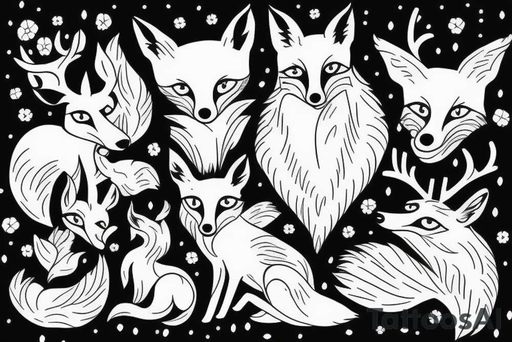 A fox and a deer tattoo idea
