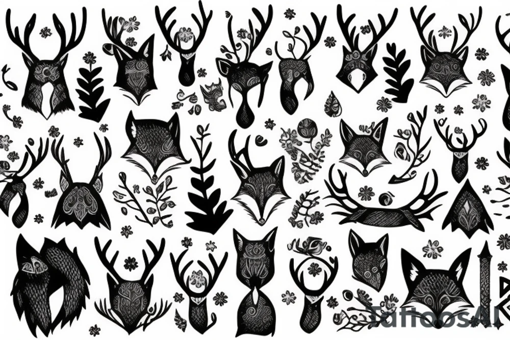 A fox with antlers tattoo idea