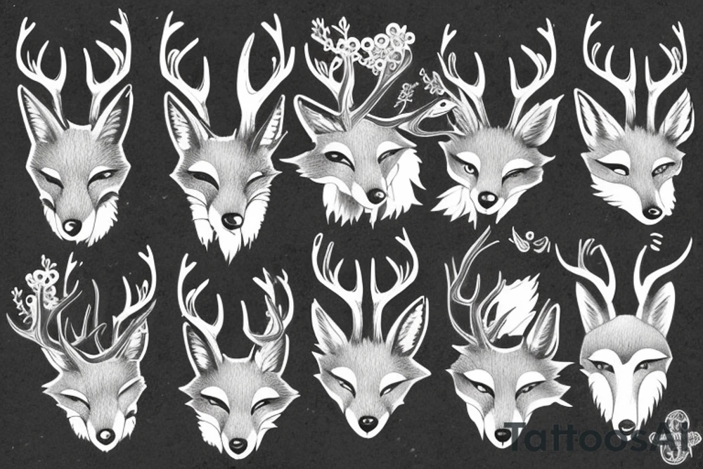 A fox with antlers tattoo idea