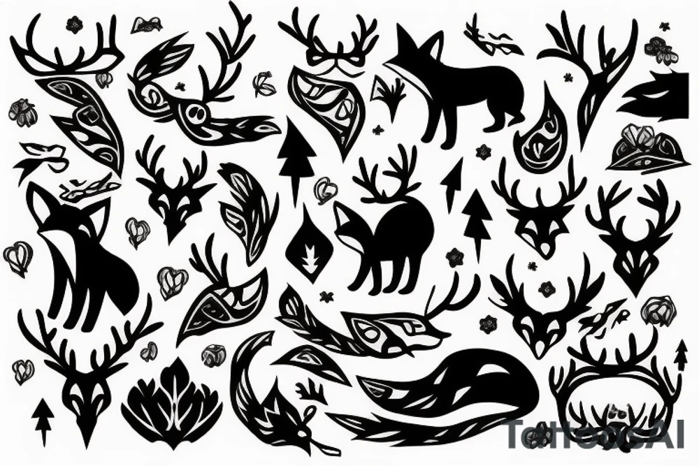 A fox with antlers tattoo idea