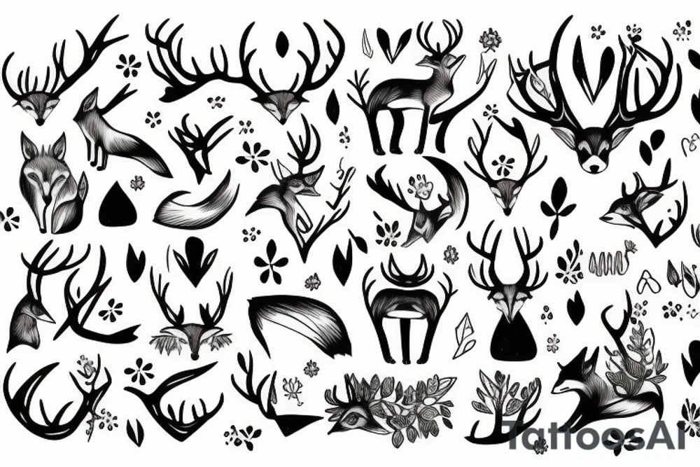 A fox with antlers tattoo idea