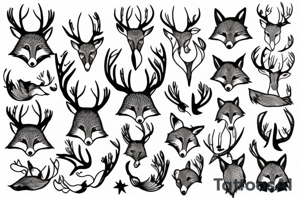 A fox with antlers tattoo idea