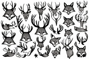 A fox with antlers tattoo idea