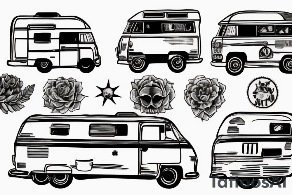 A campervan in the sun tattoo idea