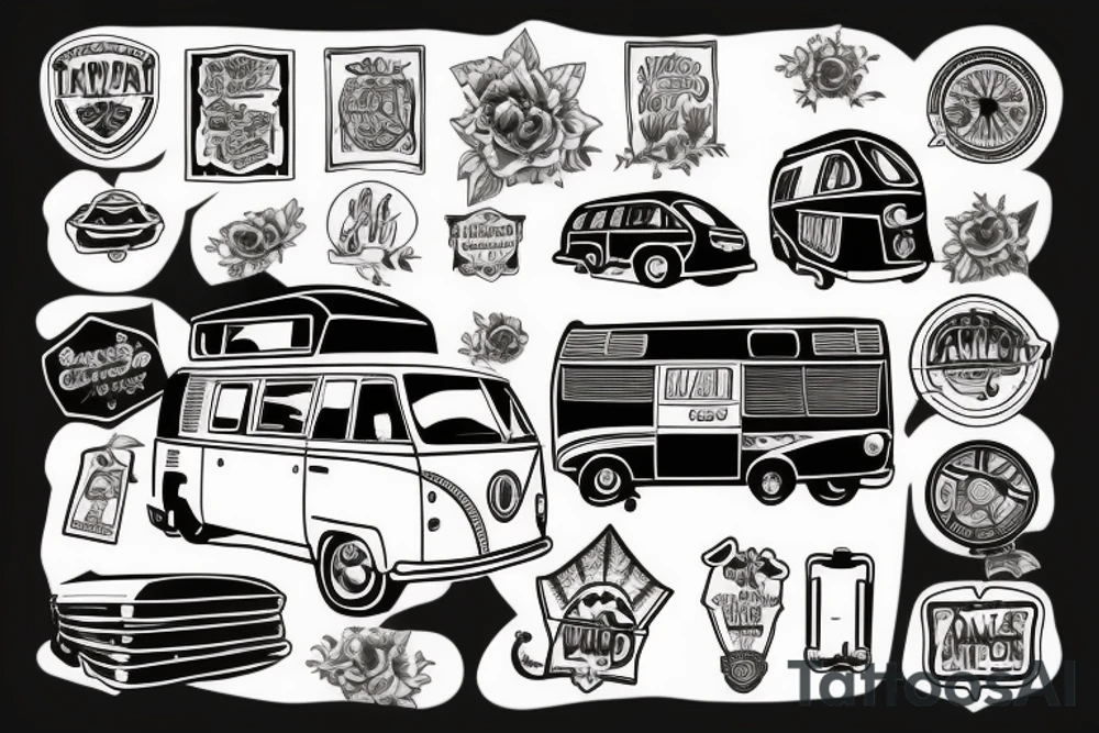 A campervan in the sun tattoo idea