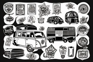 A campervan in the sun tattoo idea