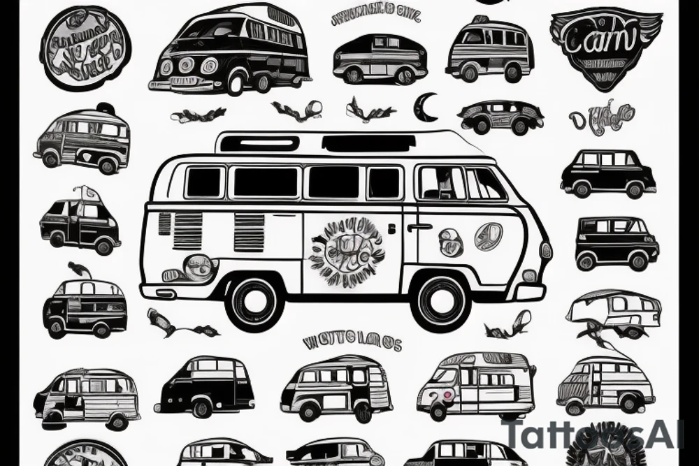 A campervan in the sun tattoo idea