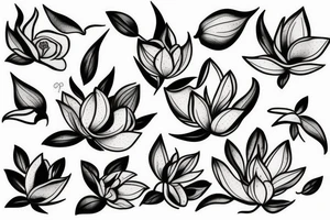 Ship with magnolia flowers tattoo idea
