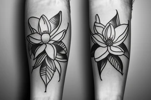 Boat with magnolia flowers tattoo idea