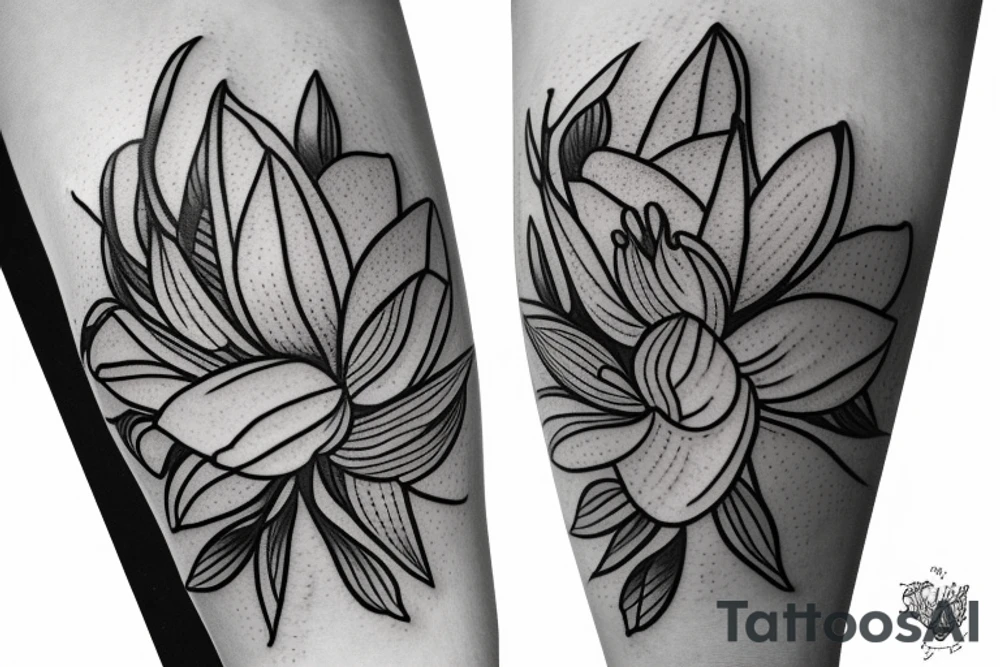 Boat with magnolia flowers tattoo idea