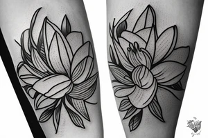 Boat with magnolia flowers tattoo idea
