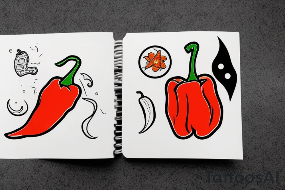 Habanero pepper with mullet wearing sunglasses tattoo idea