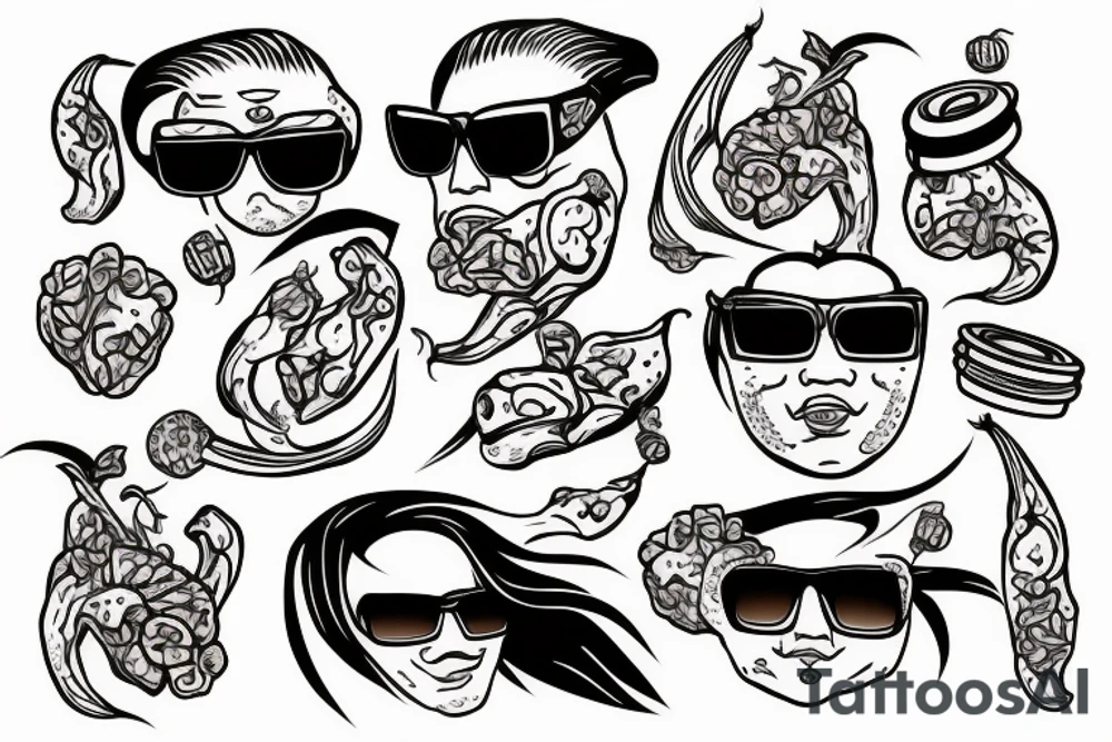 Habanero wearing sunglasses with mullet tattoo idea