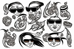 Habanero wearing sunglasses with mullet tattoo idea