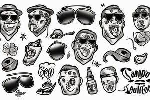 Cartoon habanero wearing aviators with mullet tattoo idea