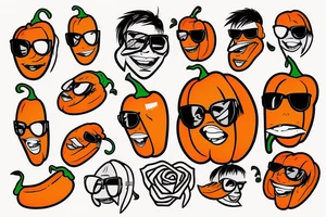 Cartoon habanero wearing aviators with mullet tattoo idea