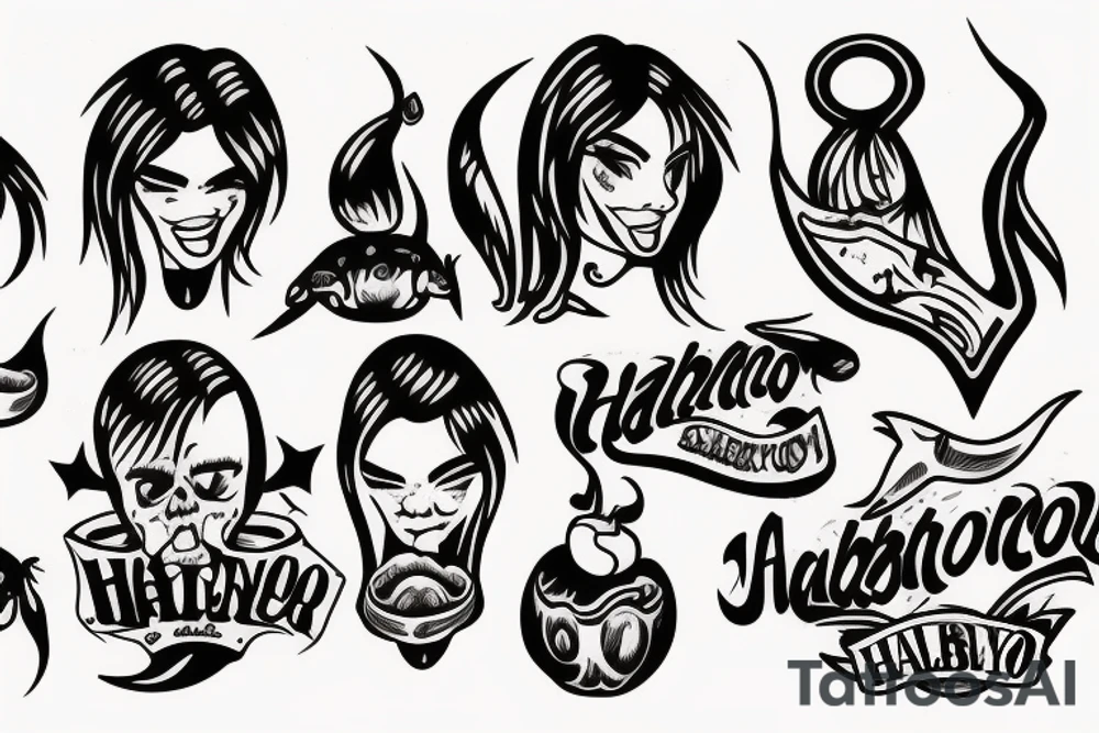 Cartoon habanero mullet tattoo idea