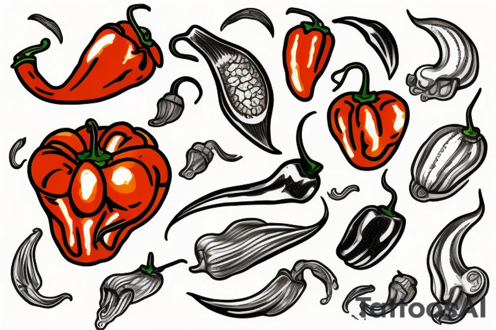 Cartoon habanero with mullet tattoo idea