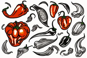 Cartoon habanero with mullet tattoo idea