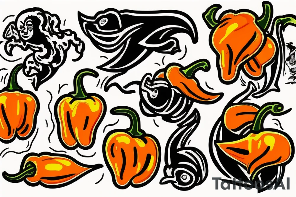 Cartoon habanero with mullet tattoo idea