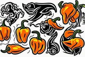 Cartoon habanero with mullet tattoo idea