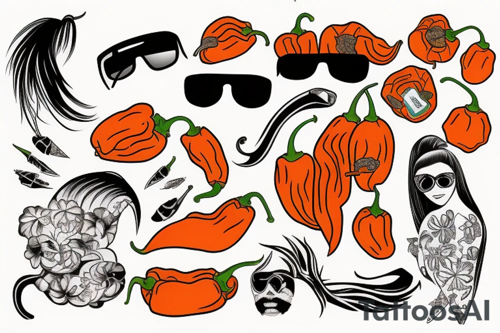 Habanero with sunglasses and a mullet tattoo idea