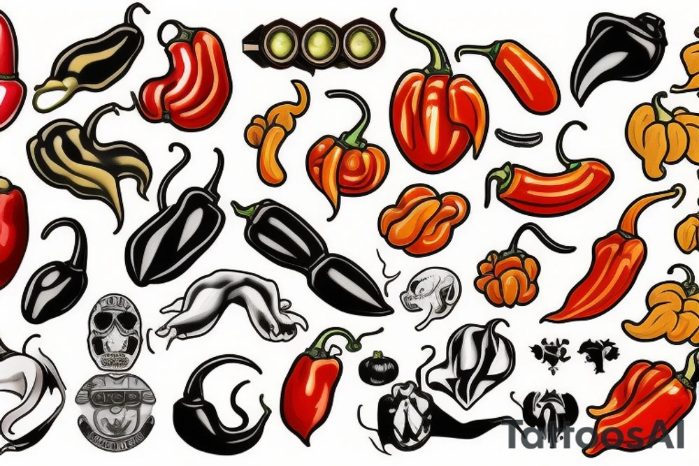 Traditional cartoon habanero tattoo idea