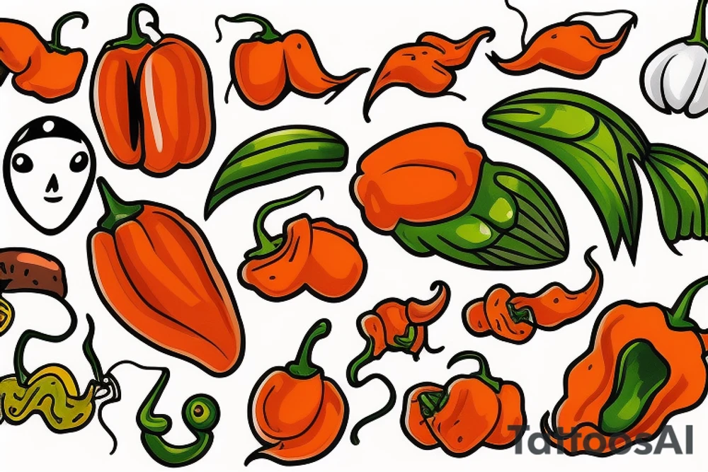 Traditional cartoon habanero tattoo idea