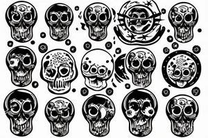 Skull with planets breaking out of the head tattoo idea
