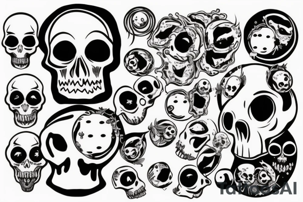 Skull with planets breaking out of the head tattoo idea