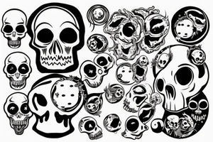 Skull with planets breaking out of the head tattoo idea