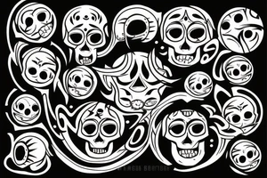 Skull with planets breaking out of the head tattoo idea