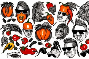 Habanero with a mullet wearing sunglasses tattoo idea