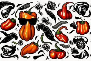 Habanero with a mullet wearing sunglasses tattoo idea