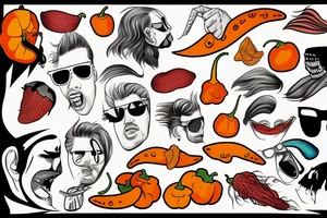 Habanero with a mullet wearing sunglasses tattoo idea