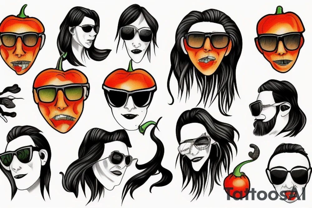 Habanero with a mullet wearing sunglasses tattoo idea