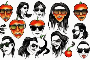 Habanero with a mullet wearing sunglasses tattoo idea