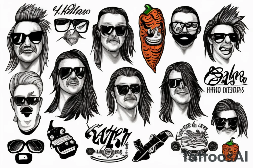 Habanero with a mullet wearing sunglasses tattoo idea