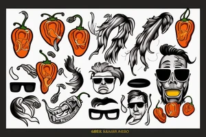 Habanero with a mullet wearing sunglasses tattoo idea