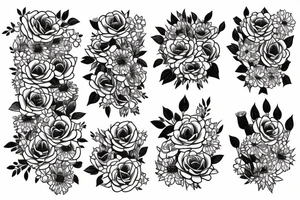 Roses asters and narcissus flowers tattoo idea
