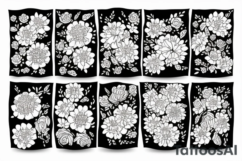 Roses asters and narcissus flowers tattoo idea