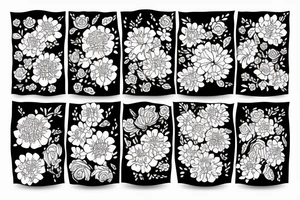 Roses asters and narcissus flowers tattoo idea