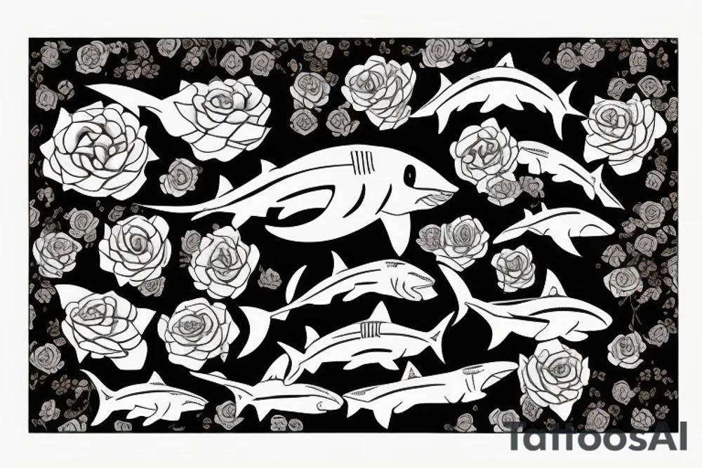 Shark made out of roses tattoo idea