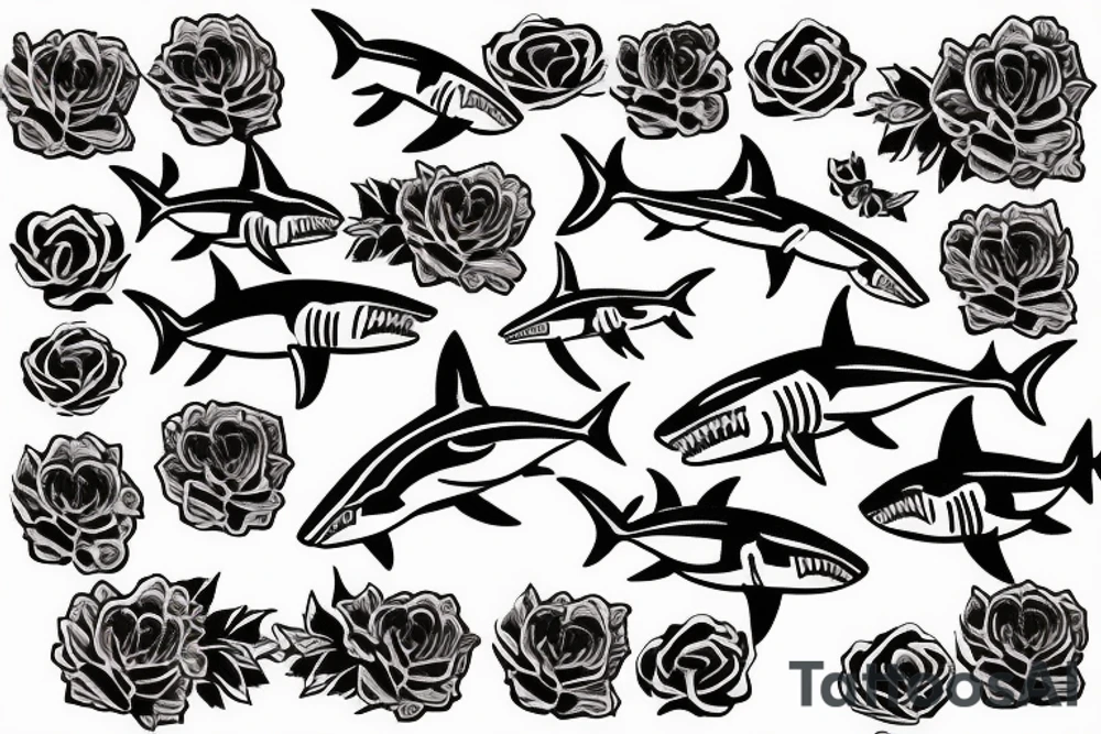 Shark made out of roses tattoo idea